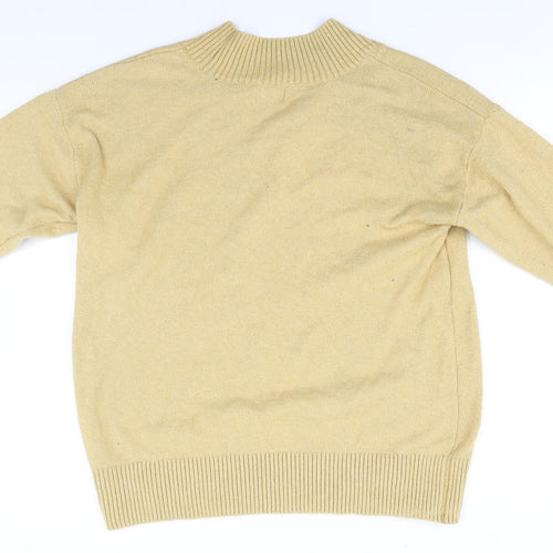 Papaya Womens Beige V-Neck  Polyester Pullover Jumper Size M