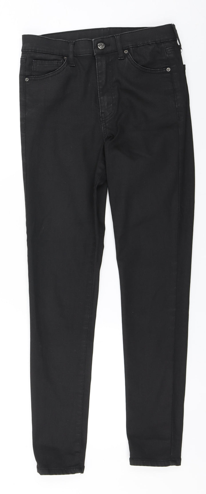 Topshop Womens Black  Cotton Trousers  Size 28 in L28 in Regular