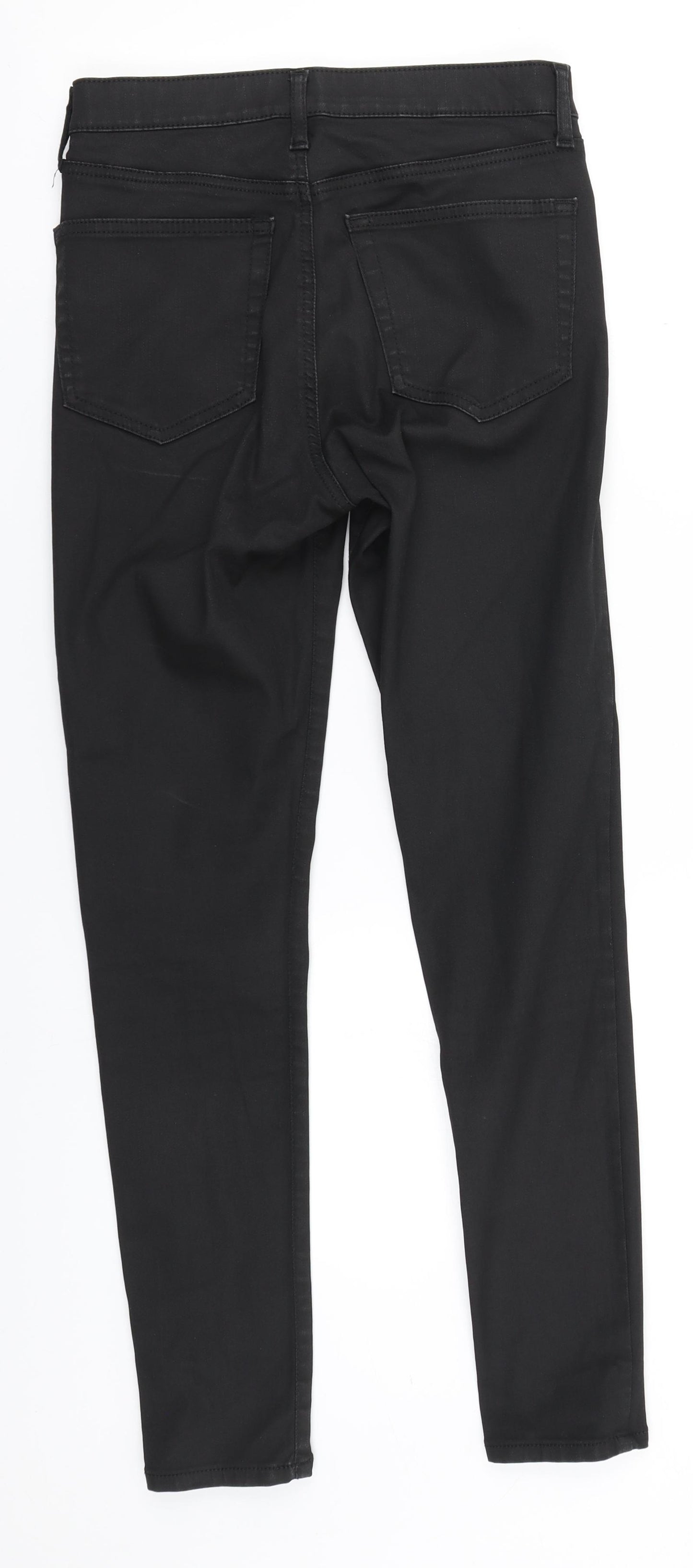 Topshop Womens Black  Cotton Trousers  Size 28 in L28 in Regular