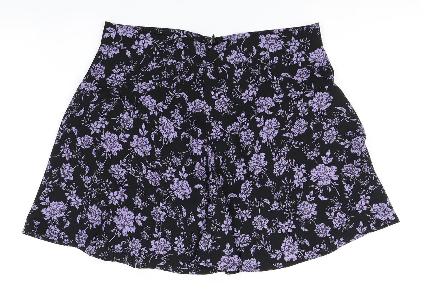 Preworn Womens Black Floral  A-Line Skirt