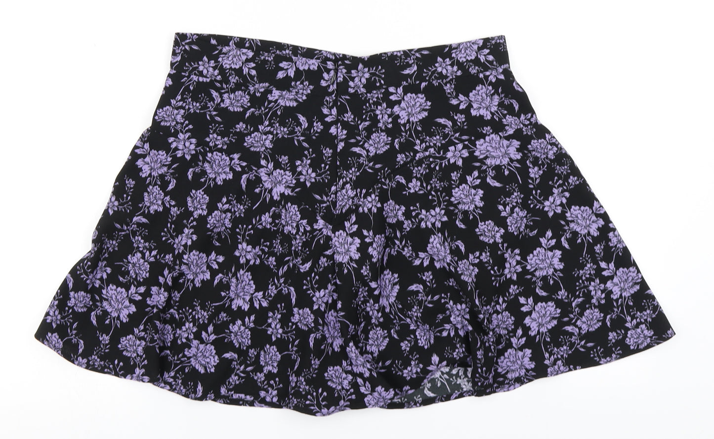 Preworn Womens Black Floral  A-Line Skirt