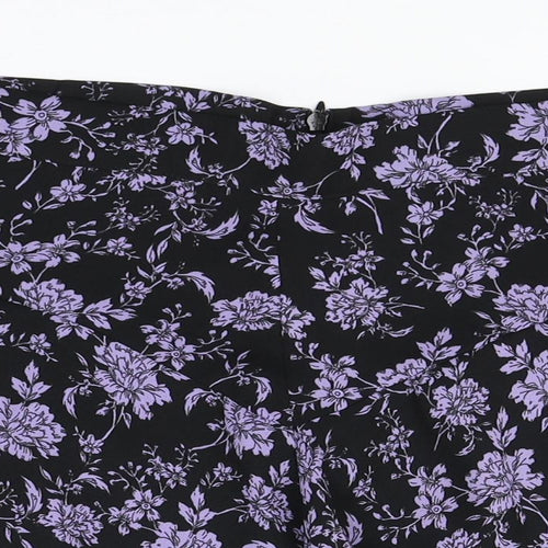 Preworn Womens Black Floral  A-Line Skirt