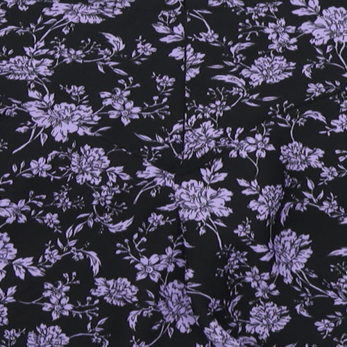 Preworn Womens Black Floral  A-Line Skirt