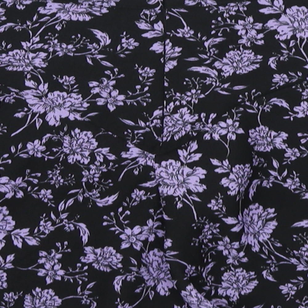 Preworn Womens Black Floral  A-Line Skirt
