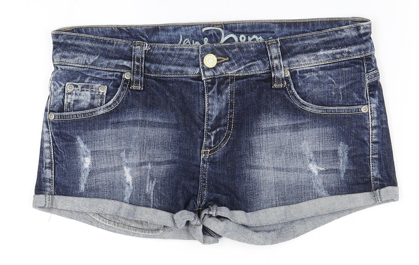 Jane Norman Womens Blue  Cotton Hot Pants Shorts Size 10  Regular