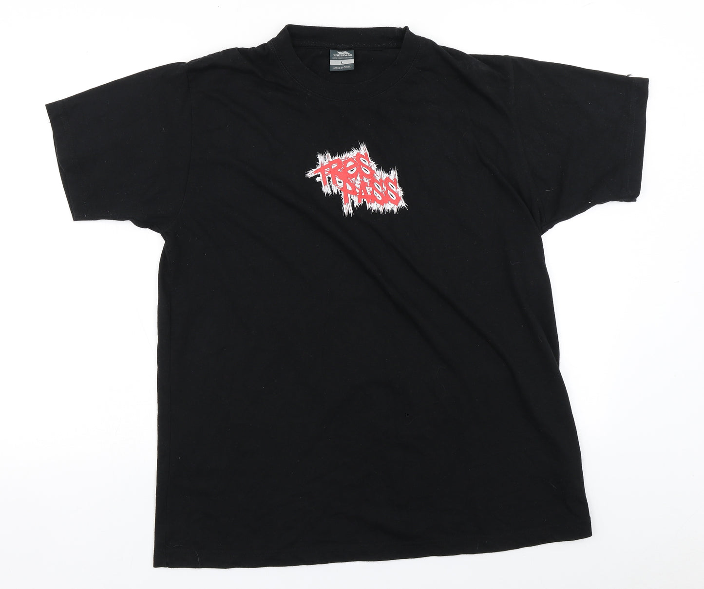 Trespass Mens Black  Polyester  T-Shirt Size L Round Neck