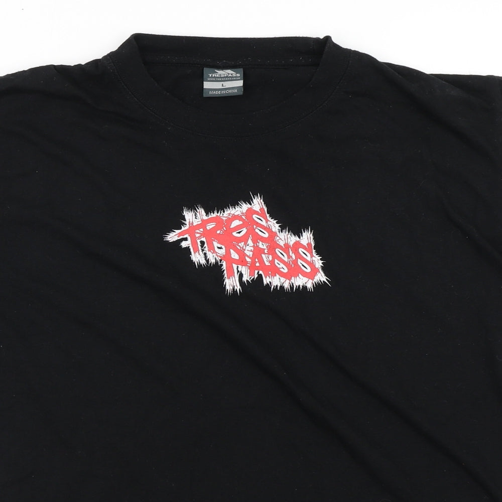 Trespass Mens Black  Polyester  T-Shirt Size L Round Neck