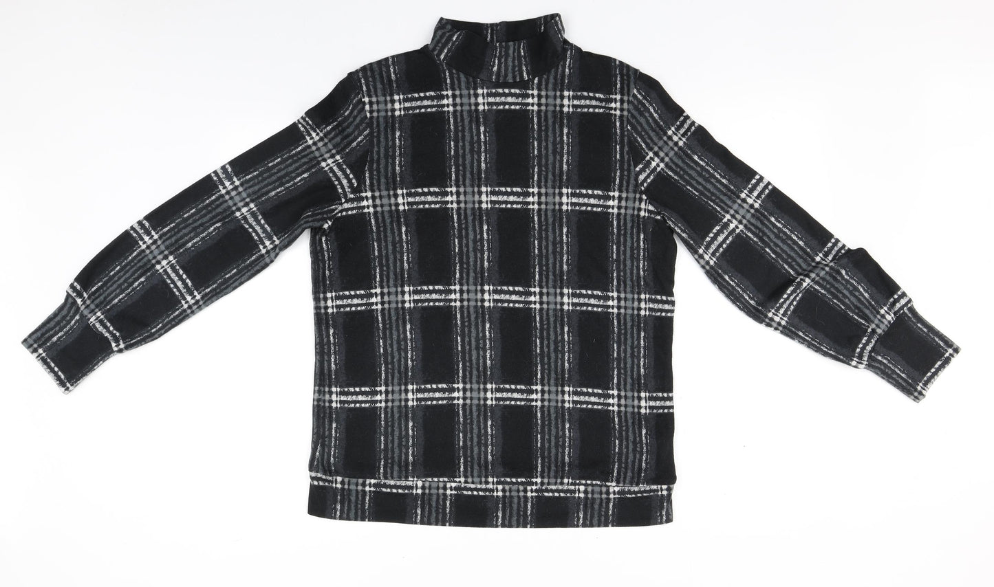 F&F Womens Grey Round Neck Plaid Polyester Pullover Jumper Size 12
