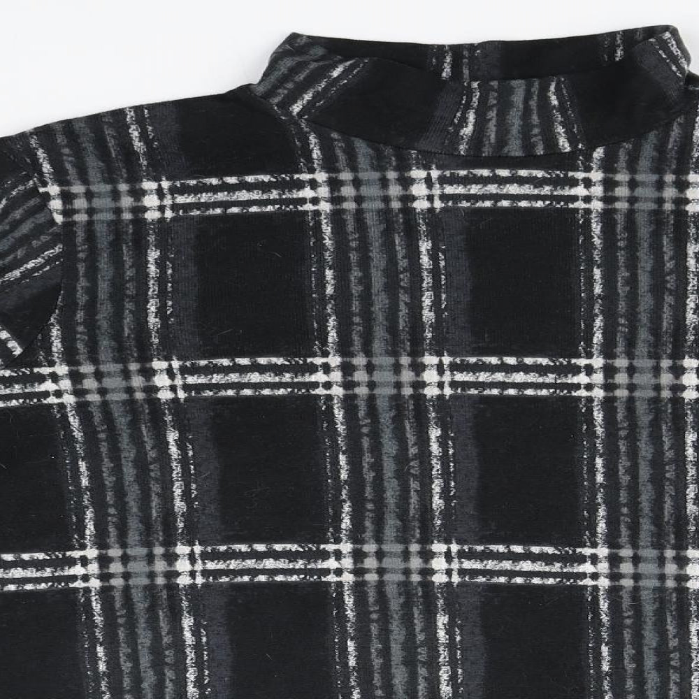 F&F Womens Grey Round Neck Plaid Polyester Pullover Jumper Size 12