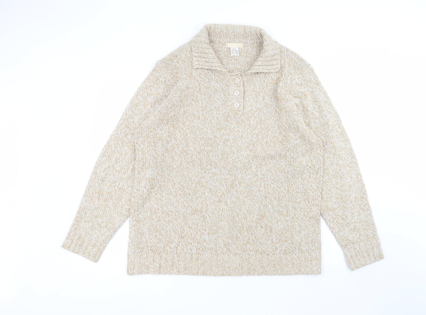 Daxon Womens Brown Collared  Acrylic Pullover Jumper Size 22