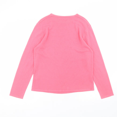 Lauren Taylor Womens Pink  Acrylic Basic T-Shirt Size S Round Neck