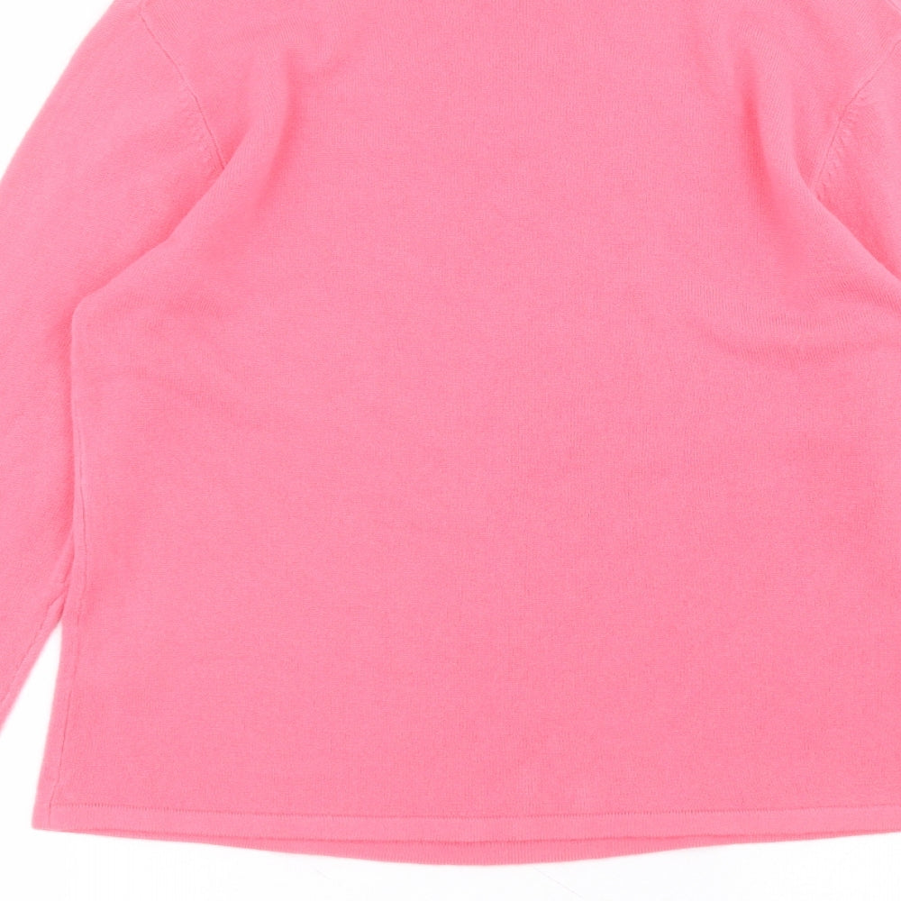 Lauren Taylor Womens Pink  Acrylic Basic T-Shirt Size S Round Neck