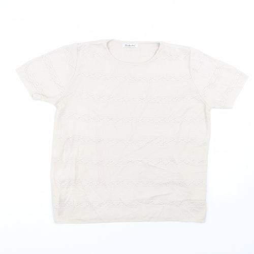 Berkertex Womens Beige  Acrylic Basic T-Shirt Size 10 Round Neck