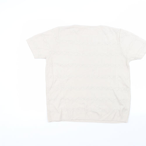 Berkertex Womens Beige  Acrylic Basic T-Shirt Size 10 Round Neck