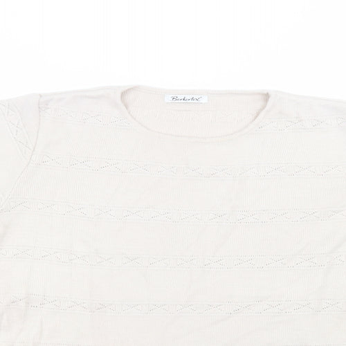 Berkertex Womens Beige  Acrylic Basic T-Shirt Size 10 Round Neck