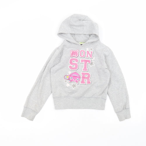 Preworn Girls Grey  Cotton Pullover Hoodie Size 7-8 Years