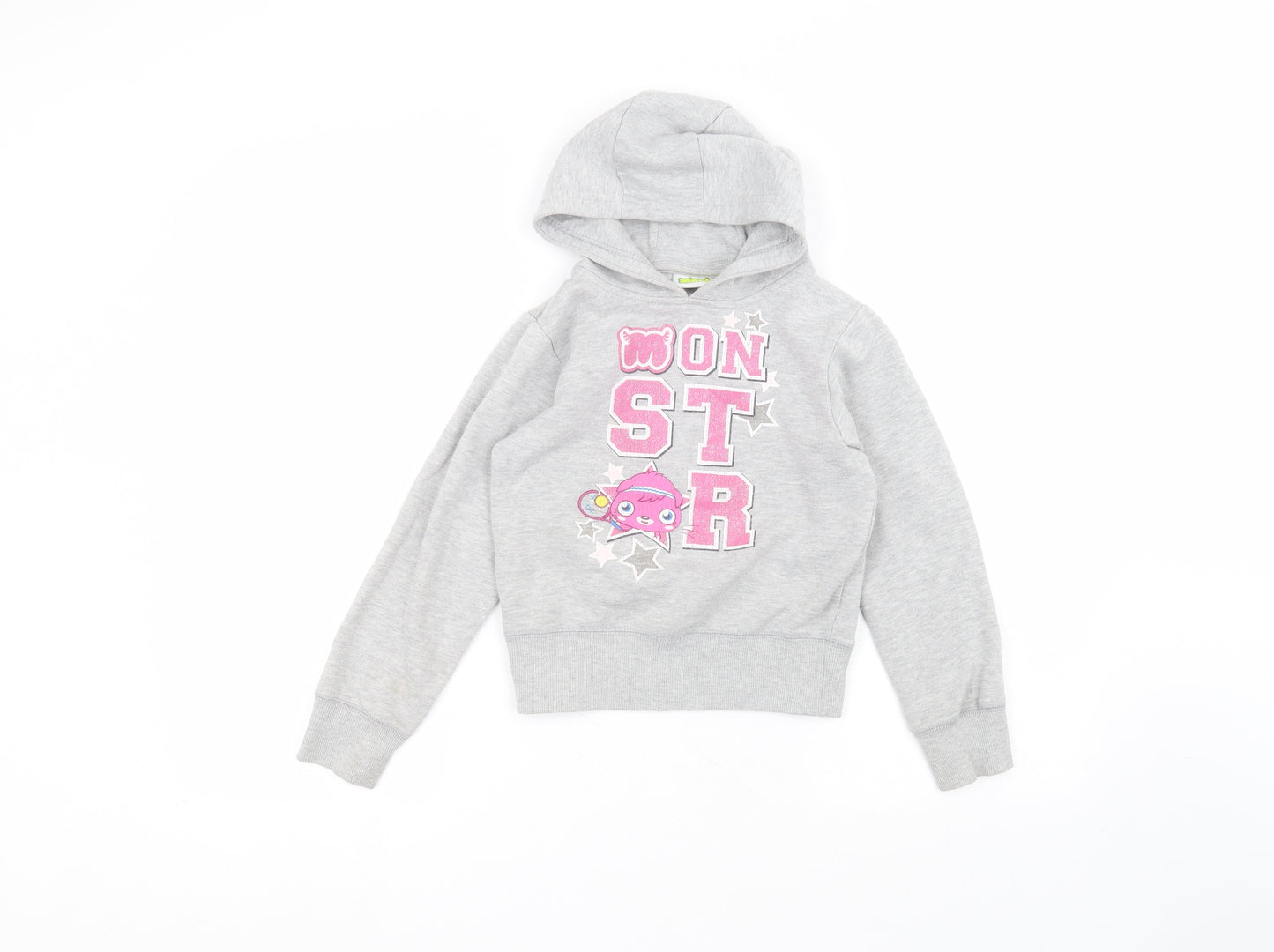 Preworn Girls Grey  Cotton Pullover Hoodie Size 7-8 Years