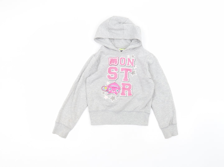 Preworn Girls Grey  Cotton Pullover Hoodie Size 7-8 Years