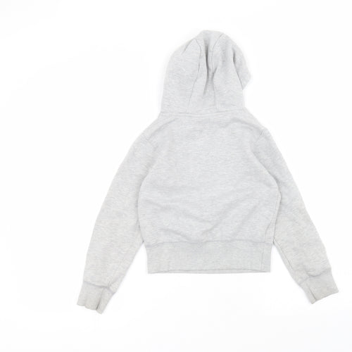 Preworn Girls Grey  Cotton Pullover Hoodie Size 7-8 Years