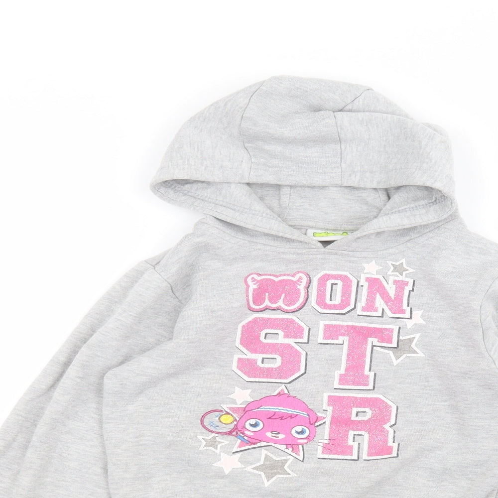 Preworn Girls Grey  Cotton Pullover Hoodie Size 7-8 Years