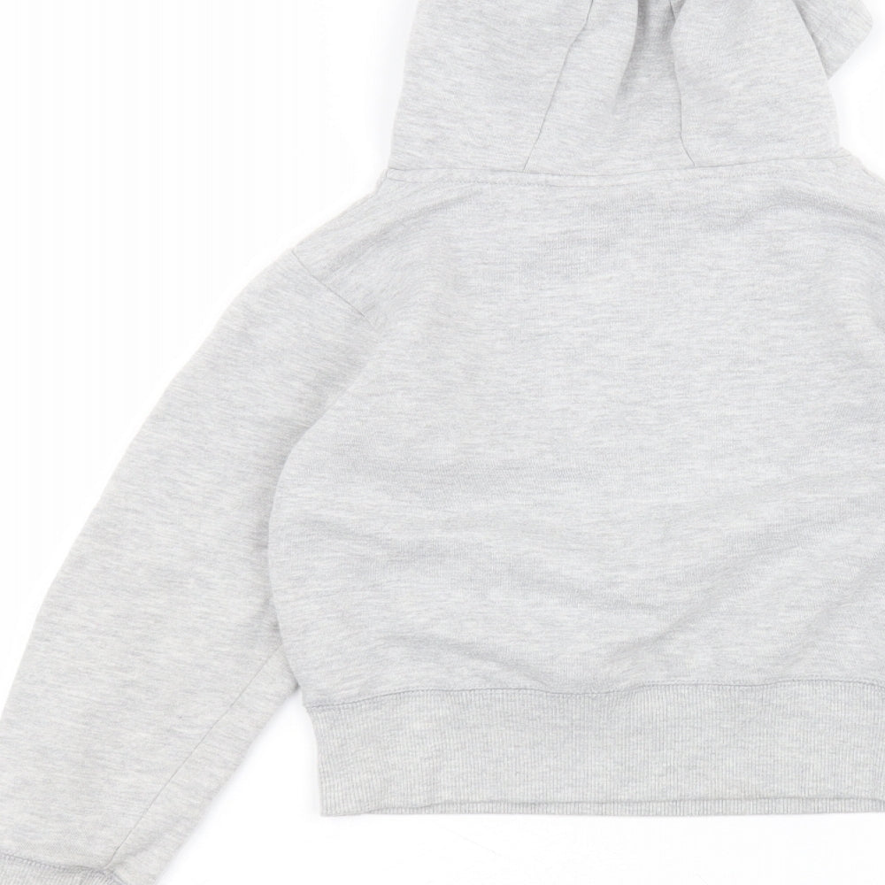 Preworn Girls Grey  Cotton Pullover Hoodie Size 7-8 Years