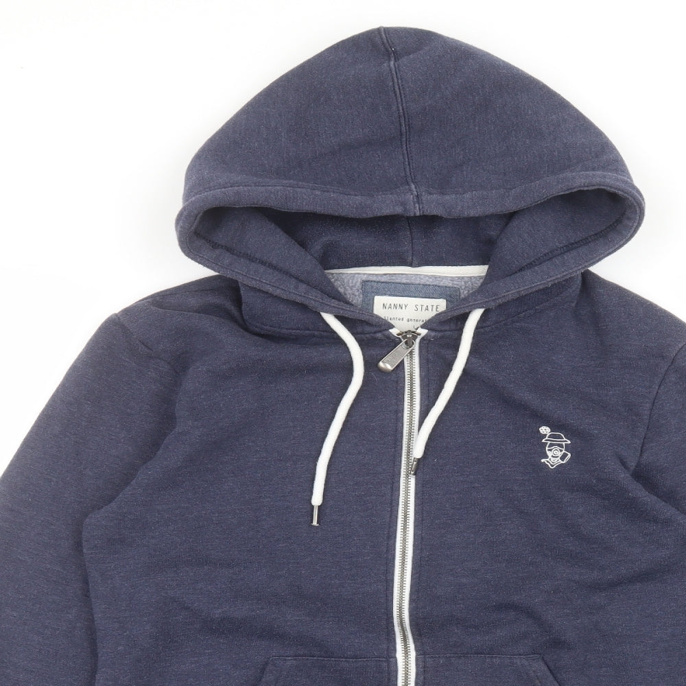 Nanny State Womens Blue  Cotton Full Zip Hoodie Size XS