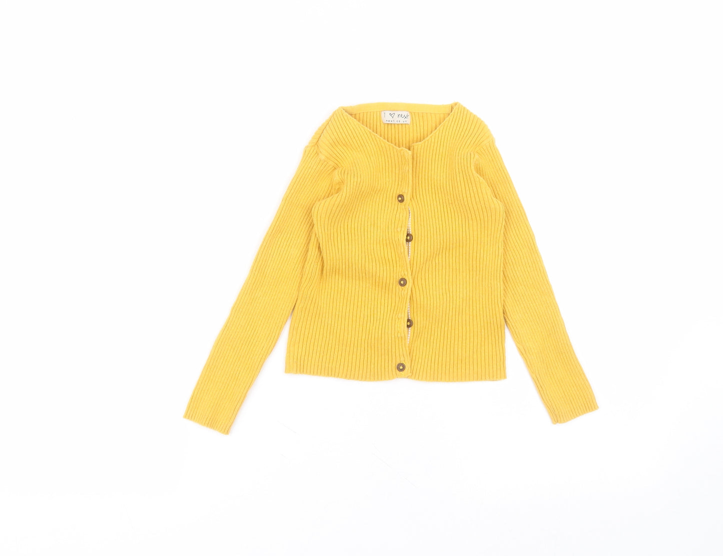 NEXT Girls Yellow Round Neck  Cotton Cardigan Jumper Size 4-5 Years
