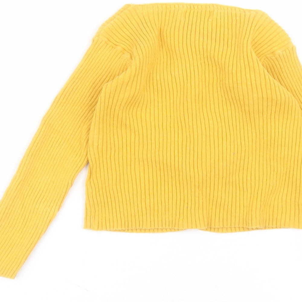 NEXT Girls Yellow Round Neck  Cotton Cardigan Jumper Size 4-5 Years