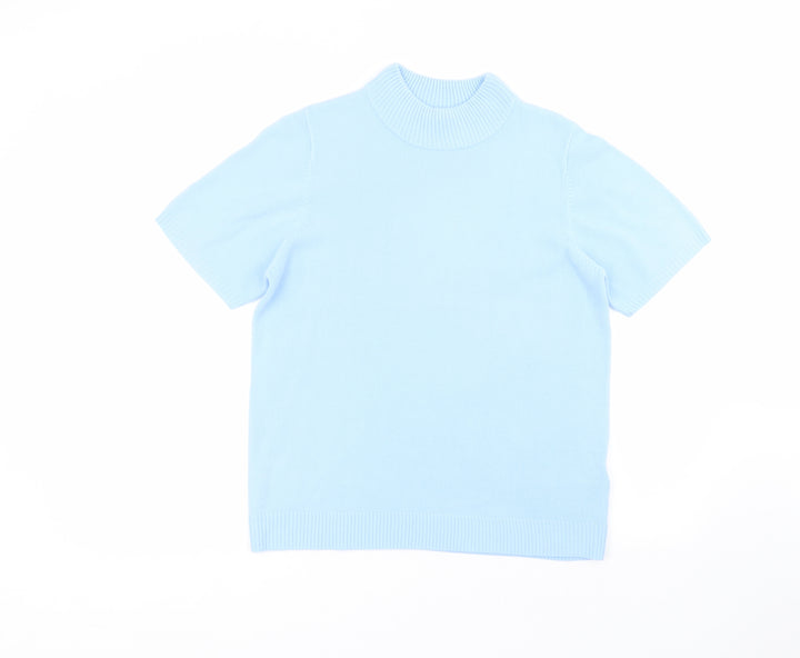 Damart Womens Blue Acrylic Basic T-Shirt Size 14 Round Neck