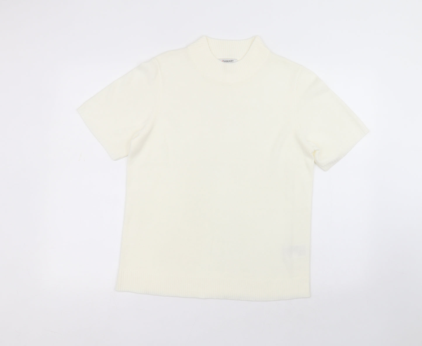 Damart Womens White  Acrylic Basic T-Shirt Size 14 Round Neck
