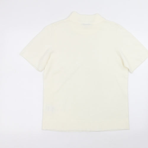 Damart Womens White  Acrylic Basic T-Shirt Size 14 Round Neck