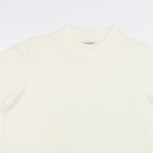 Damart Womens White  Acrylic Basic T-Shirt Size 14 Round Neck