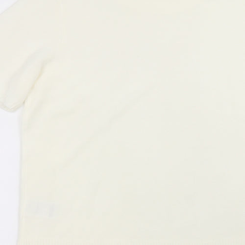 Damart Womens White  Acrylic Basic T-Shirt Size 14 Round Neck