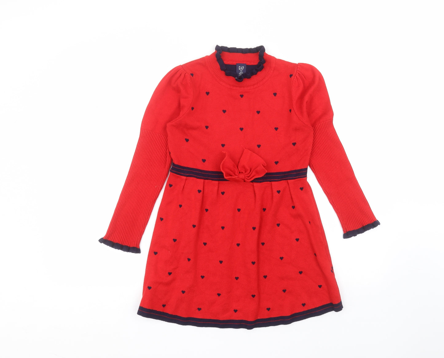 Gap Girls Red Polka Dot Cotton A-Line  Size 13-14 Years  Round Neck