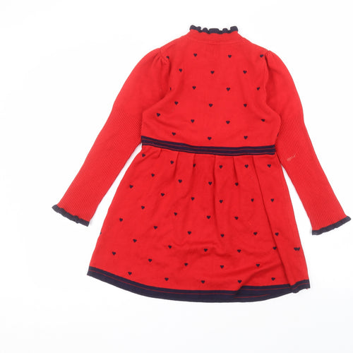 Gap Girls Red Polka Dot Cotton A-Line  Size 13-14 Years  Round Neck