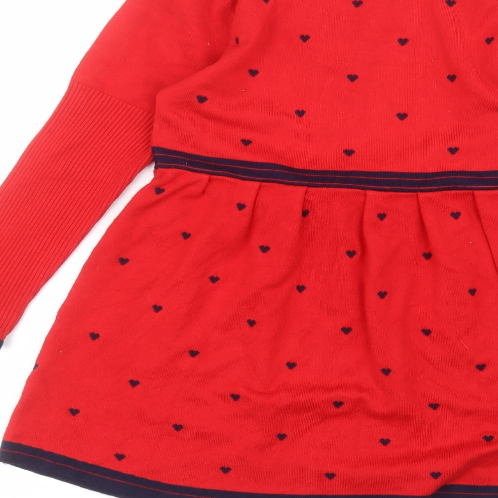 Gap Girls Red Polka Dot Cotton A-Line  Size 13-14 Years  Round Neck