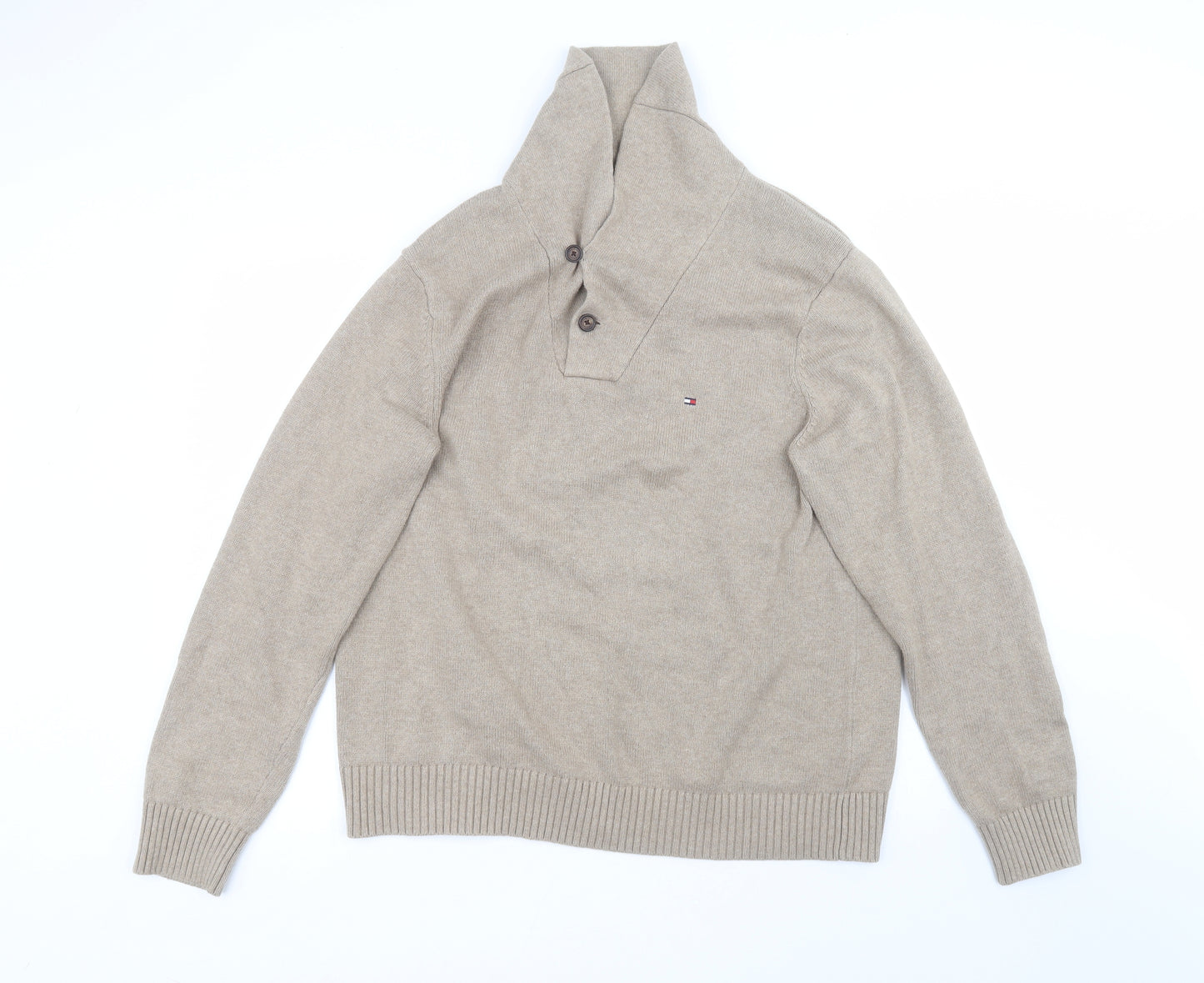 Tommy Hilfiger Mens Brown Round Neck  Cotton Pullover Jumper Size XL