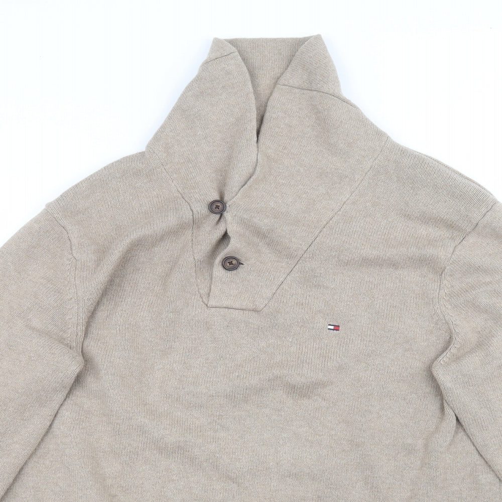 Tommy Hilfiger Mens Brown Round Neck  Cotton Pullover Jumper Size XL