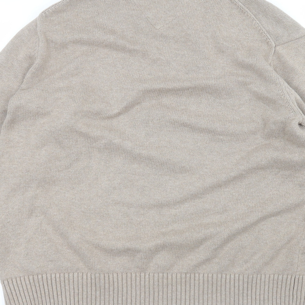 Tommy Hilfiger Mens Brown Round Neck  Cotton Pullover Jumper Size XL