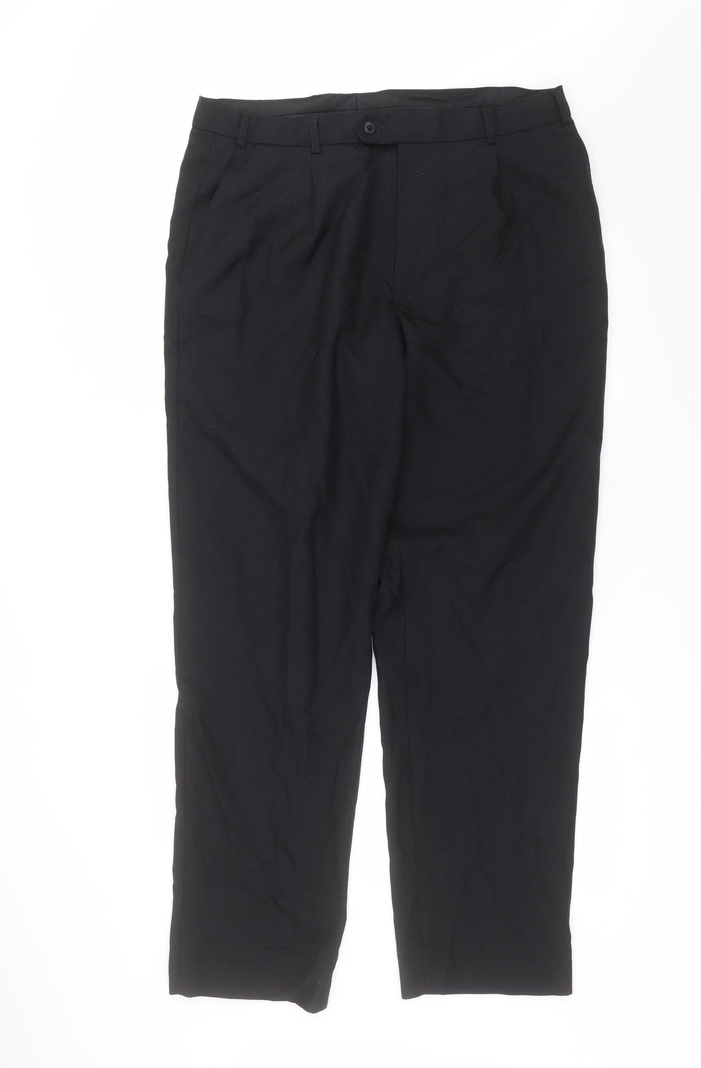 Preworn Mens Black  Polyester Trousers  Size 38 in L32 in Regular
