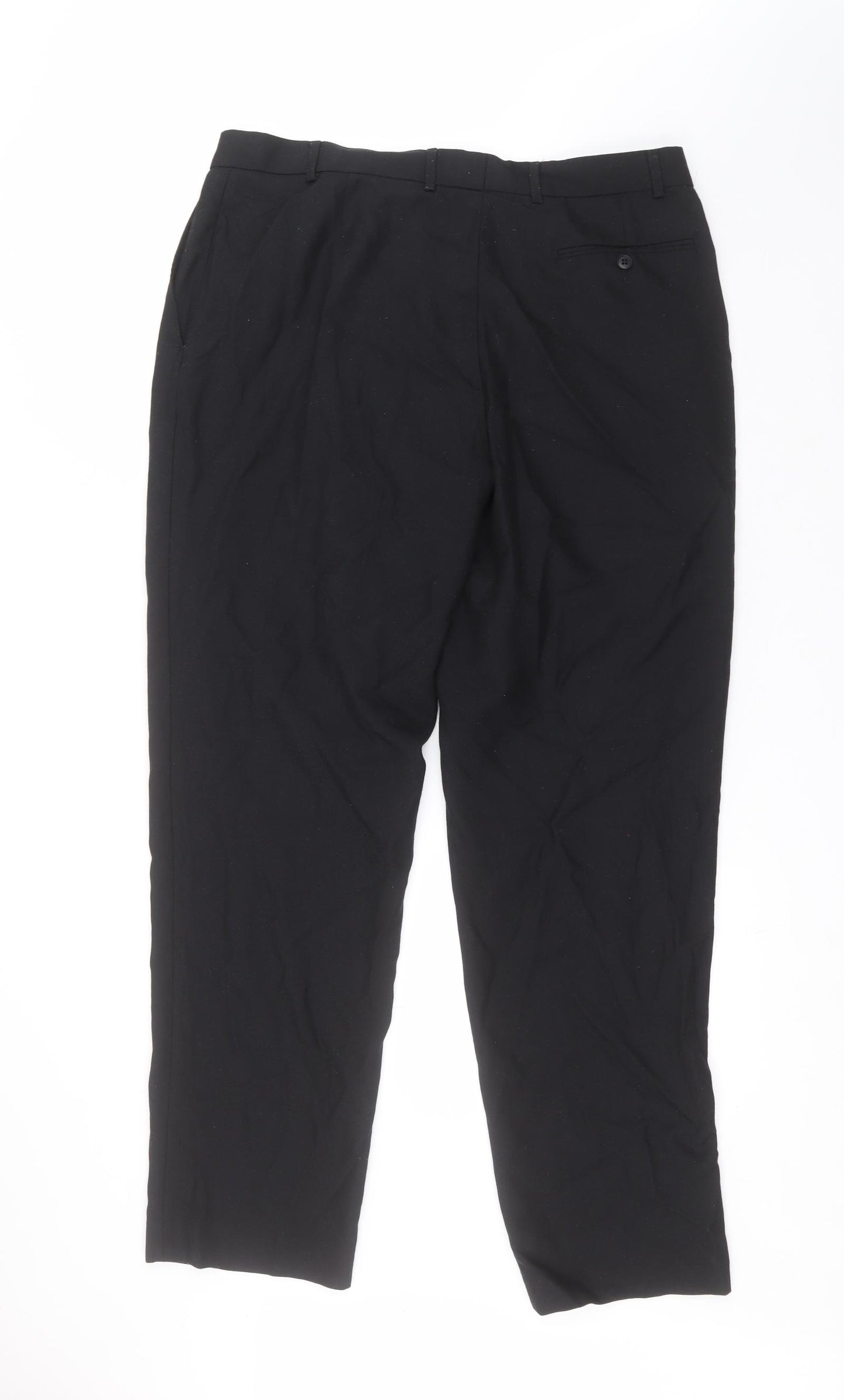 Preworn Mens Black  Polyester Trousers  Size 38 in L32 in Regular