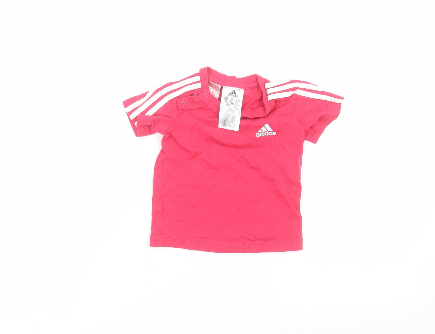 adidas Baby Pink  Cotton Basic T-Shirt Size 6-9 Months Round Neck