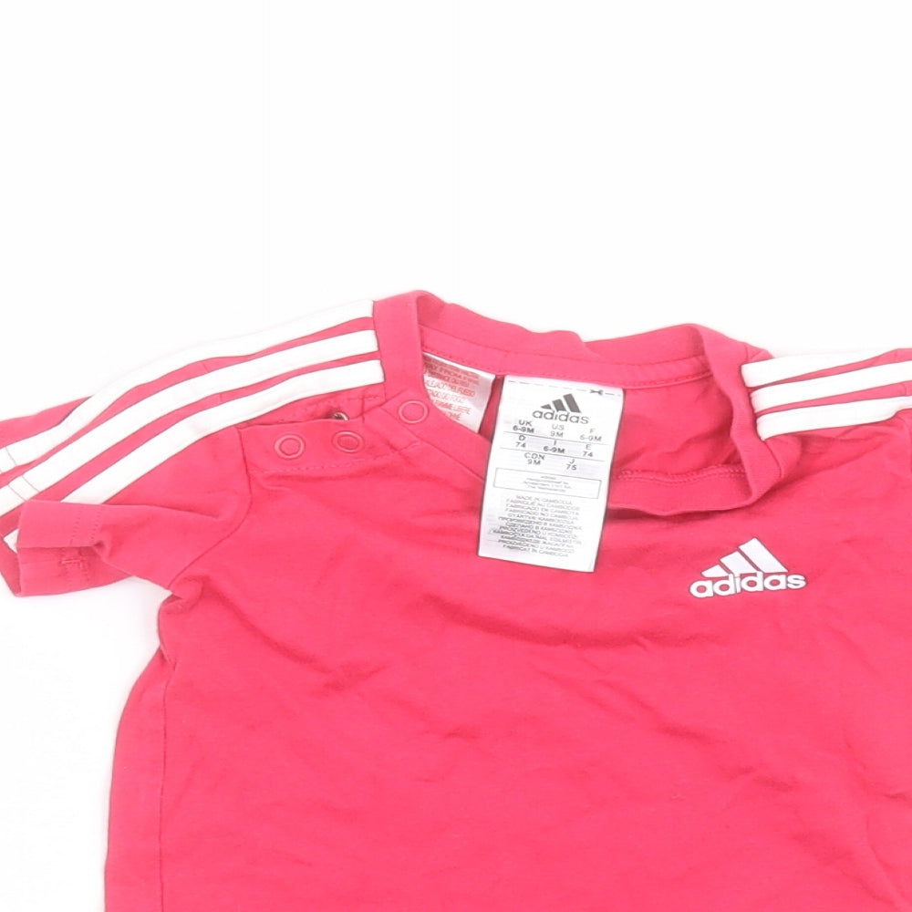 adidas Baby Pink  Cotton Basic T-Shirt Size 6-9 Months Round Neck