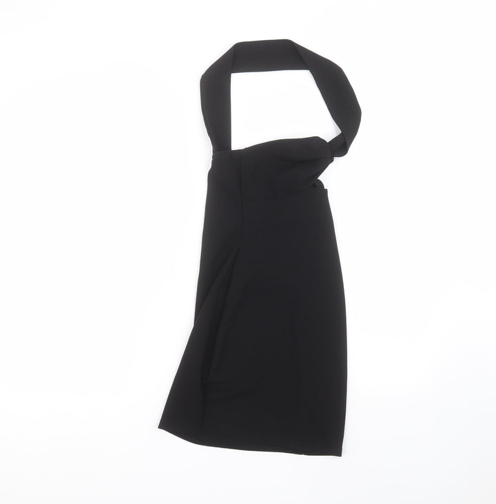 PRETTYLITTLETHING Womens Black  Polyester Basic Blouse Size 4 Off the Shoulder