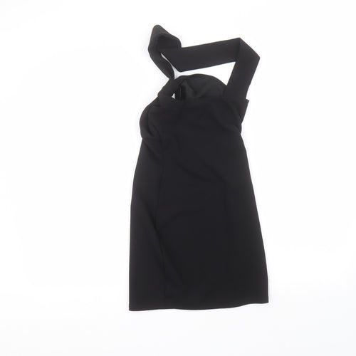 PRETTYLITTLETHING Womens Black  Polyester Basic Blouse Size 4 Off the Shoulder