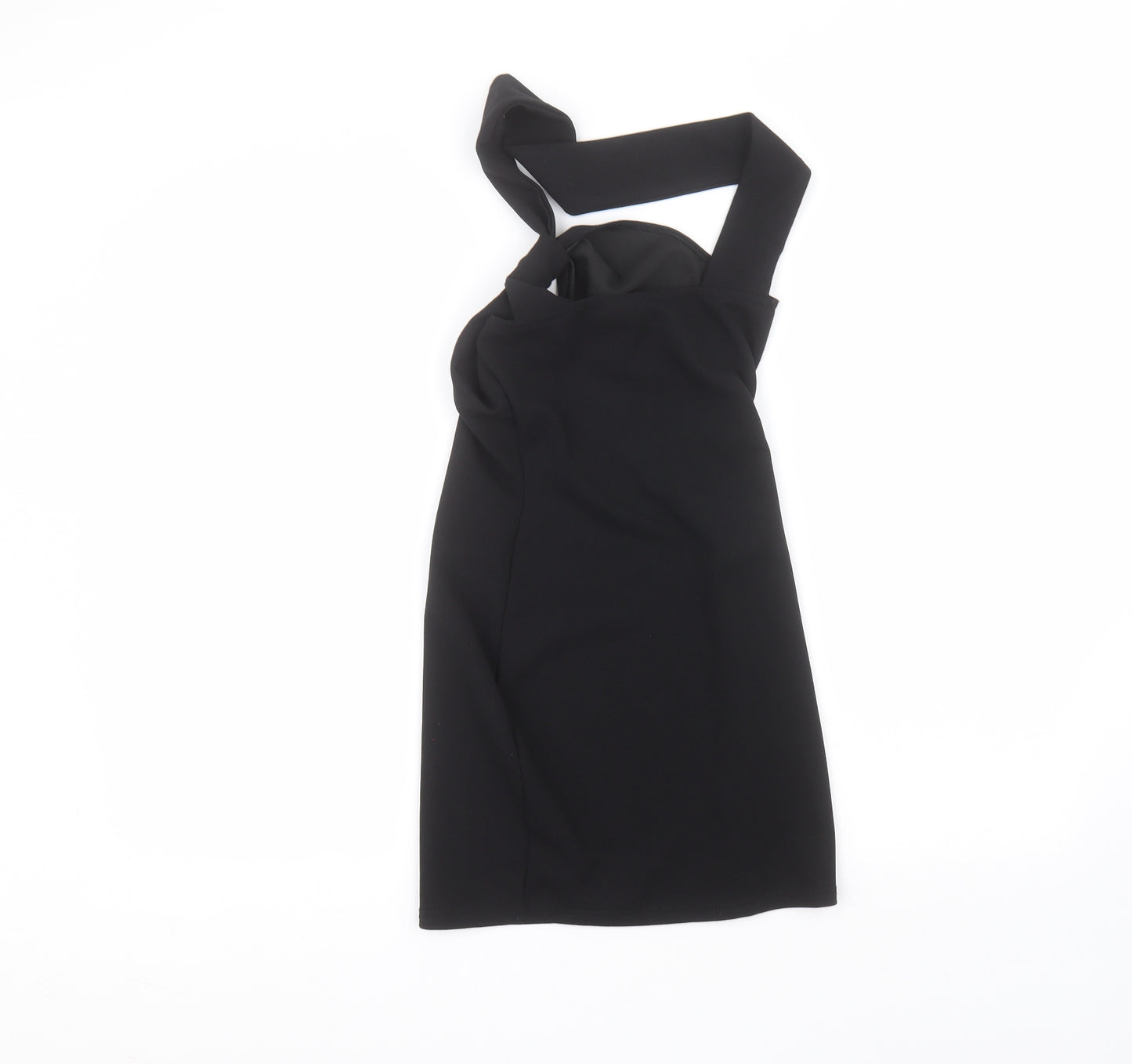 PRETTYLITTLETHING Womens Black  Polyester Basic Blouse Size 4 Off the Shoulder