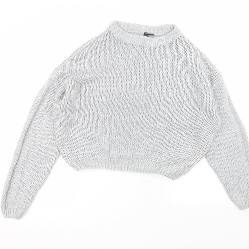 H&M Womens Grey Round Neck  Acrylic Pullover Jumper Size S