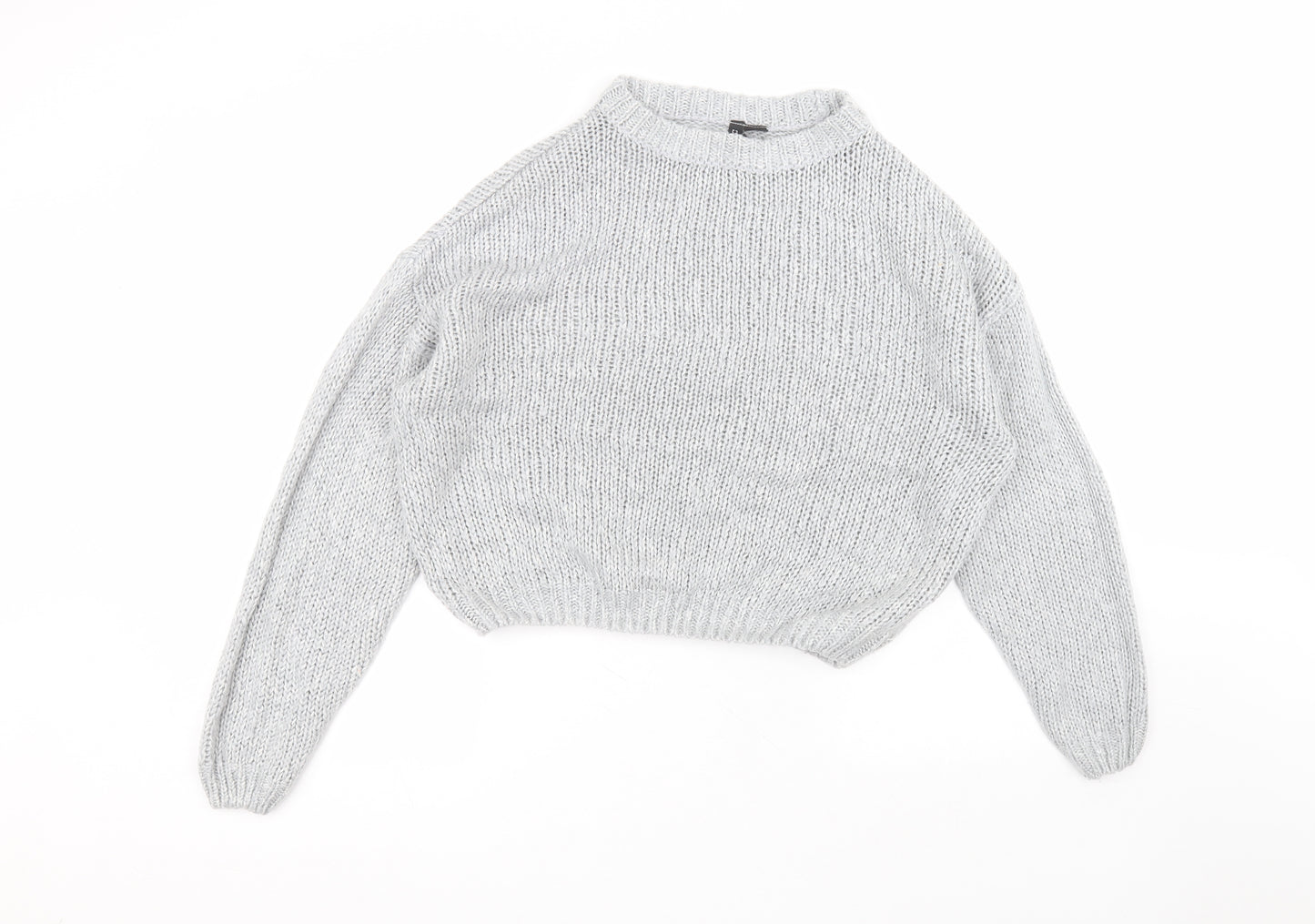 H&M Womens Grey Round Neck  Acrylic Pullover Jumper Size S