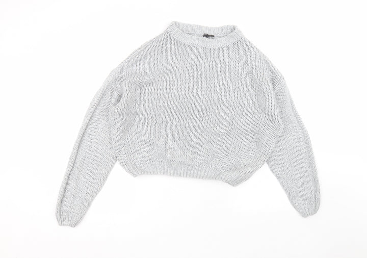 H&M Womens Grey Round Neck  Acrylic Pullover Jumper Size S