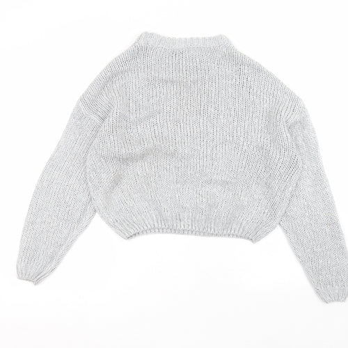 H&M Womens Grey Round Neck  Acrylic Pullover Jumper Size S